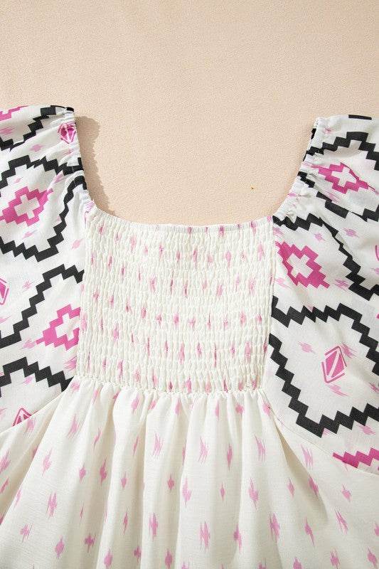 Ivory angel sleeve mini dress