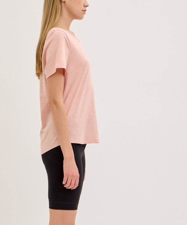 BAMBOO COTTON SLUB V NECK SHORT SLEEVE