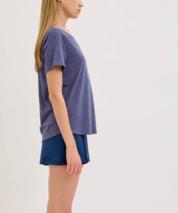 BAMBOO COTTON SLUB V NECK SHORT SLEEVE
