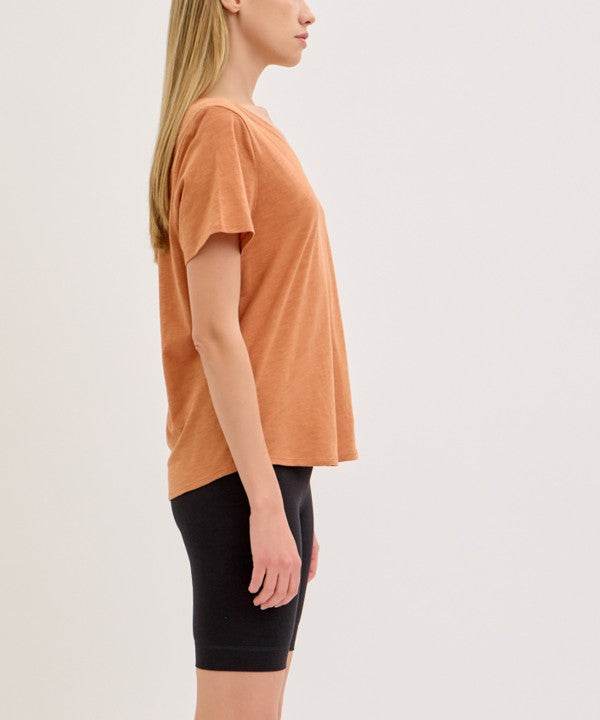 BAMBOO COTTON SLUB V NECK SHORT SLEEVE