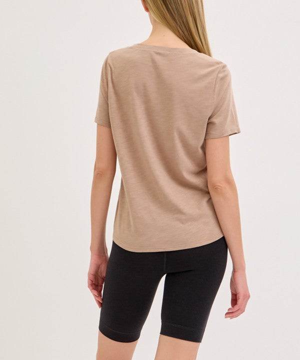 BAMBOO COTTON SLUB V NECK SHORT SLEEVE