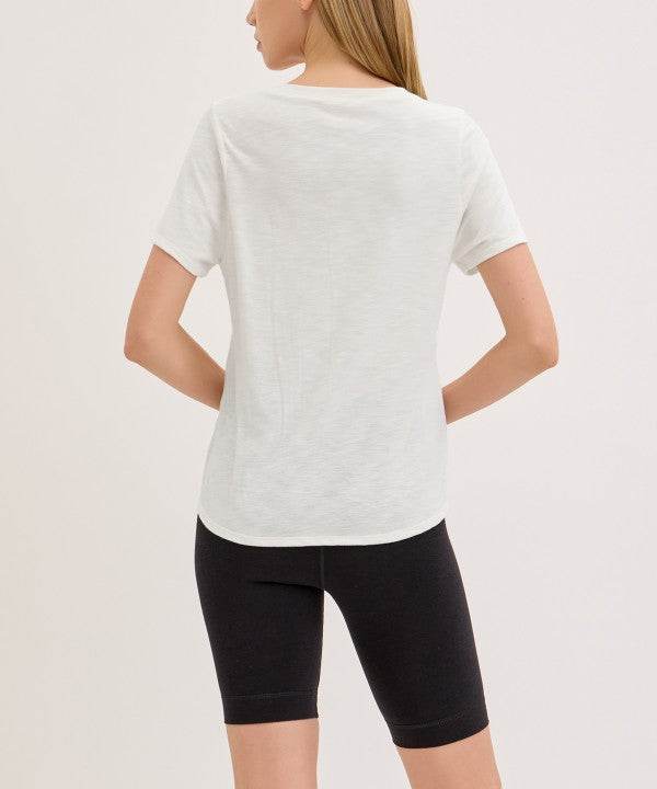 BAMBOO COTTON SLUB V NECK SHORT SLEEVE