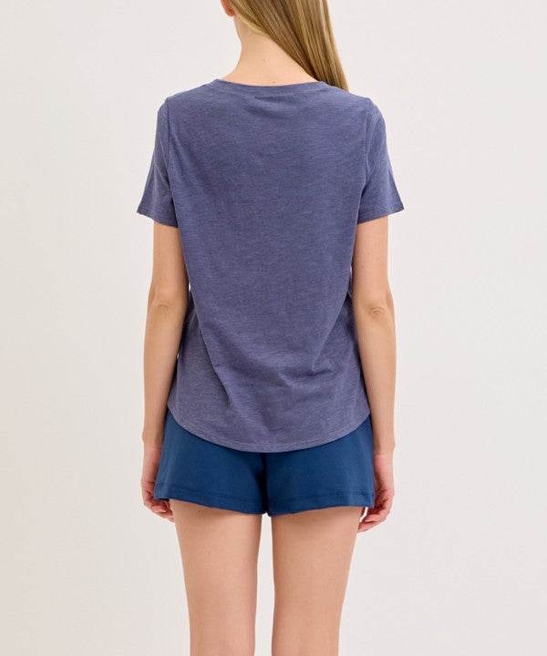 BAMBOO COTTON SLUB V NECK SHORT SLEEVE