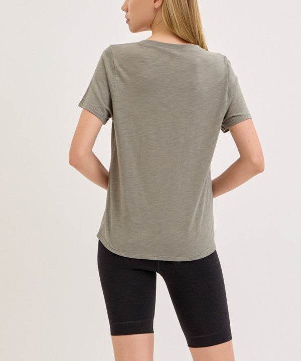 BAMBOO COTTON SLUB V NECK SHORT SLEEVE