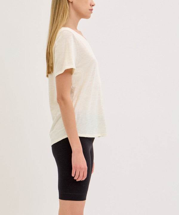 BAMBOO COTTON SLUB V NECK SHORT SLEEVE