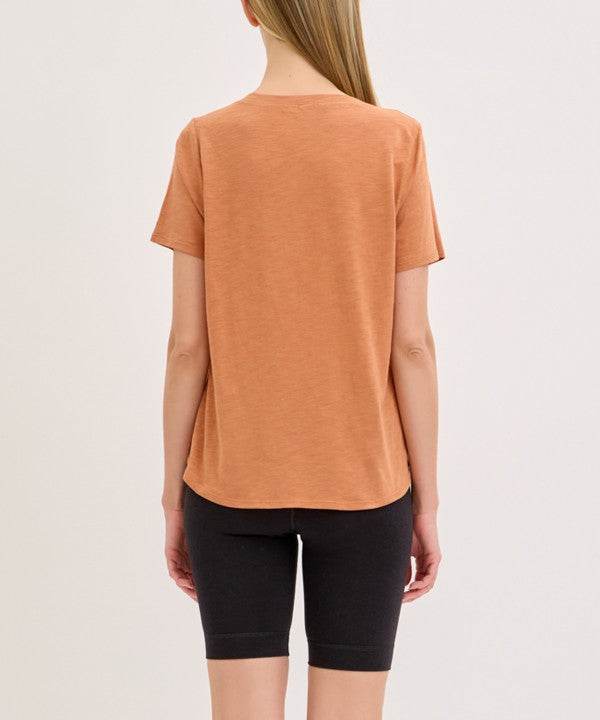 BAMBOO COTTON SLUB V NECK SHORT SLEEVE