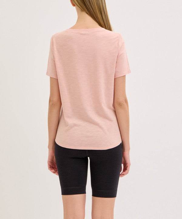 BAMBOO COTTON SLUB V NECK SHORT SLEEVE