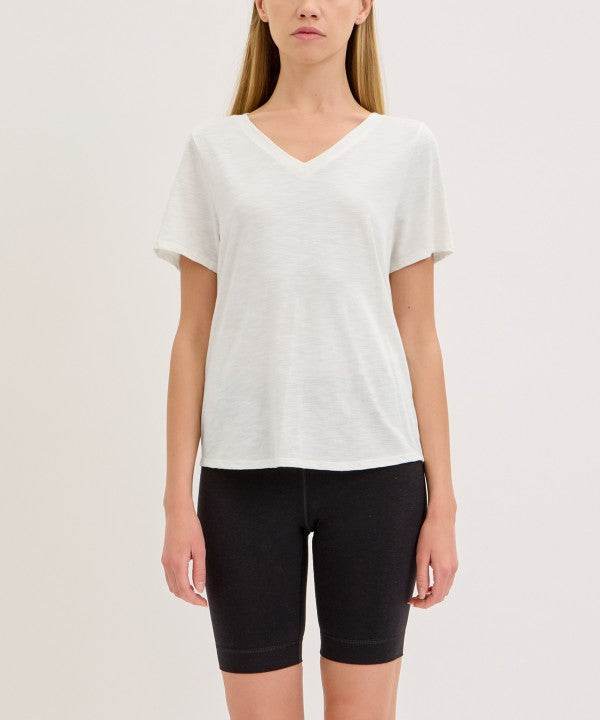 BAMBOO COTTON SLUB V NECK SHORT SLEEVE