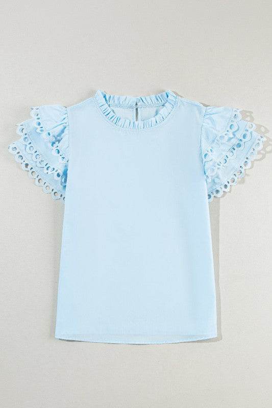 cotton mint ruffle layered blouse