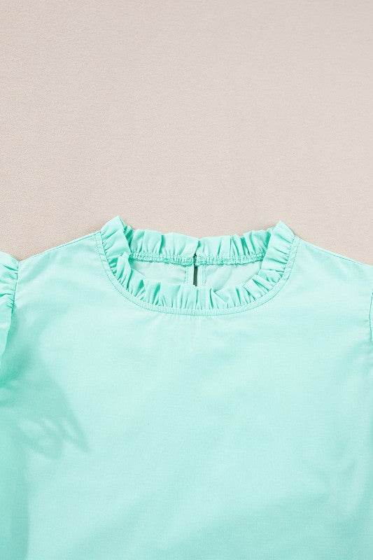 cotton mint ruffle layered blouse