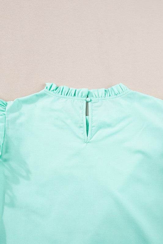 cotton mint ruffle layered blouse