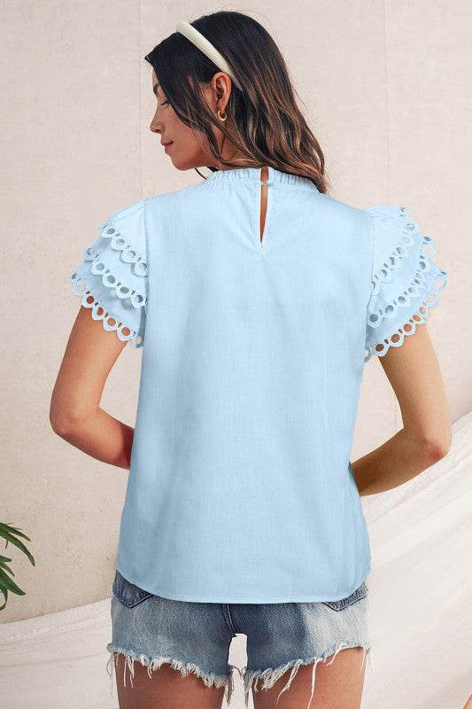 cotton mint ruffle layered blouse