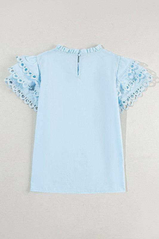 cotton mint ruffle layered blouse