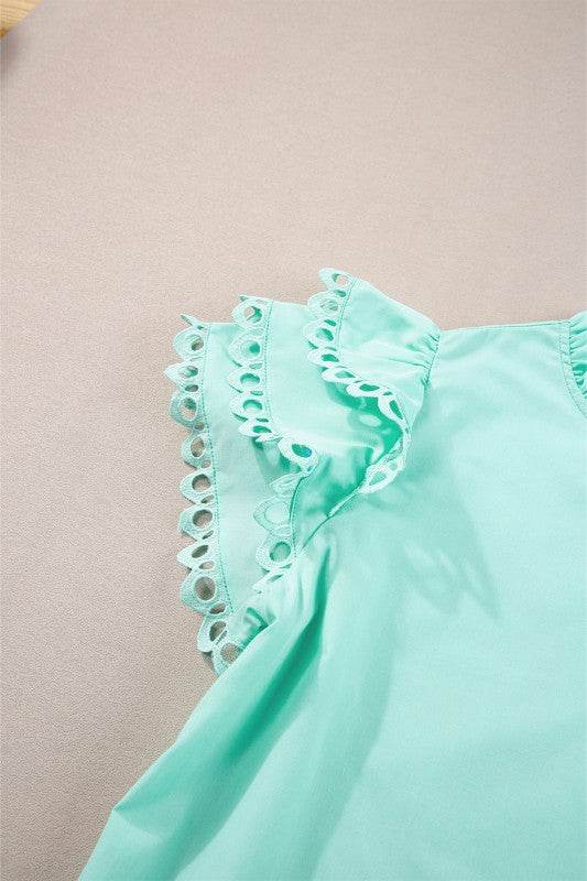 cotton mint ruffle layered blouse
