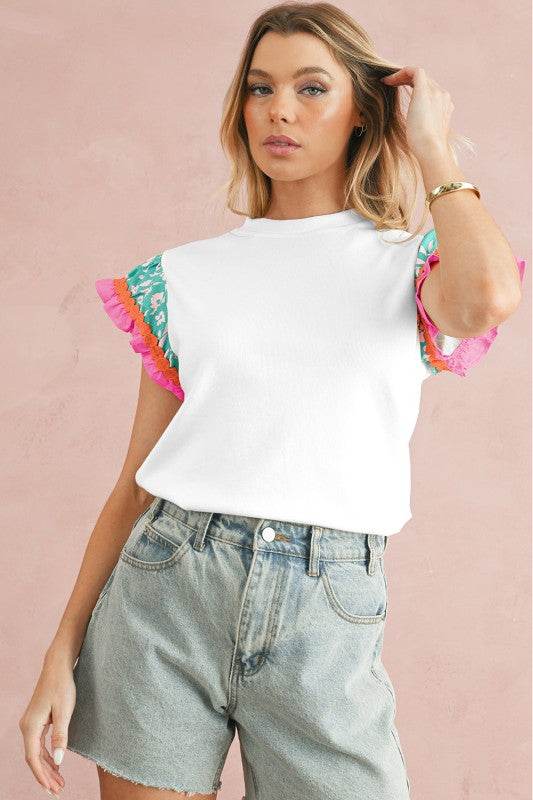 cotton peach ruffle layered top