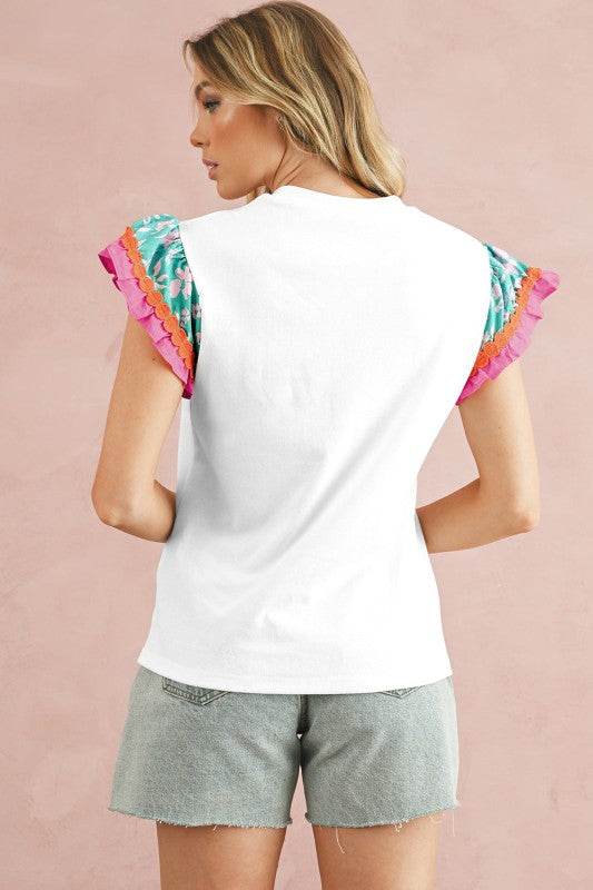 cotton peach ruffle layered top