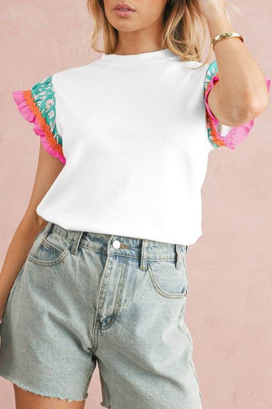 cotton peach ruffle layered top
