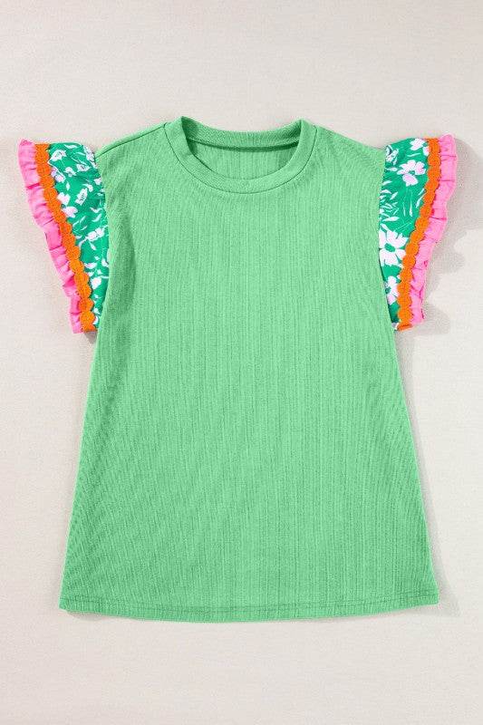 cotton peach ruffle layered top