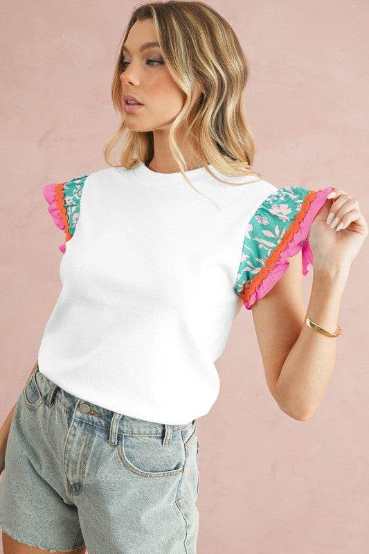 cotton peach ruffle layered top