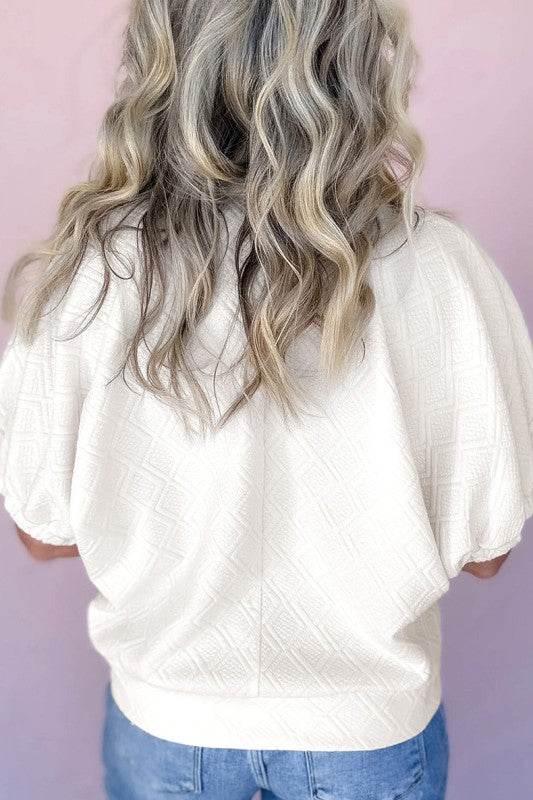 Striped Collar Patchwork Half Sleeve Blouse
