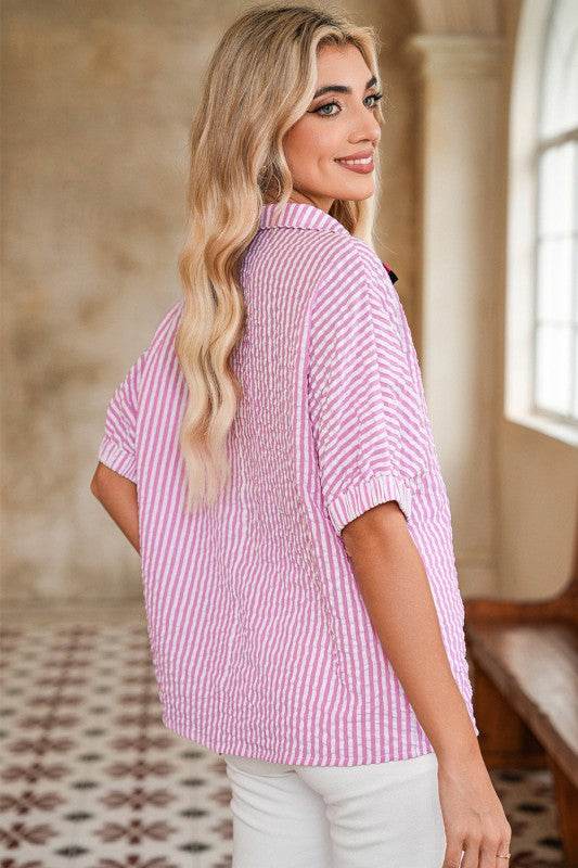 Cotton Blue Stripe Dolman blouse