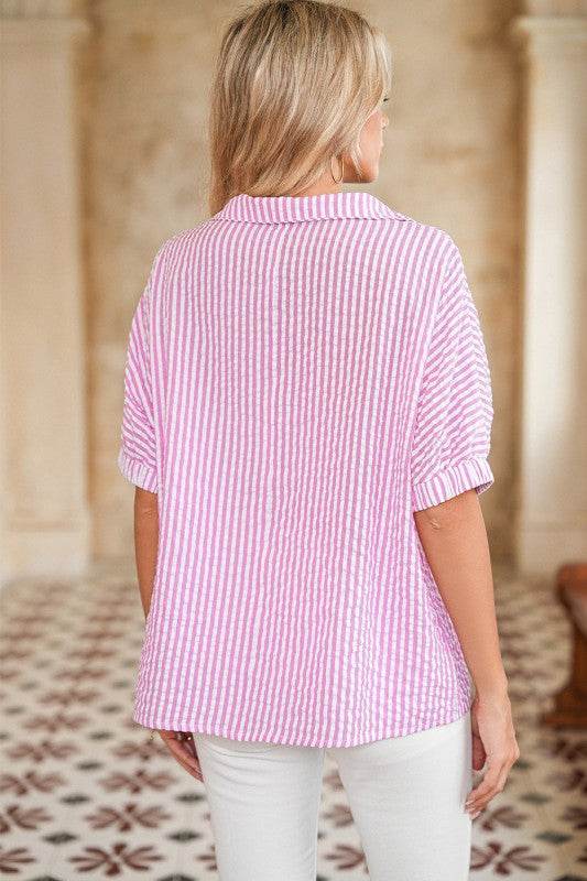 Cotton Blue Stripe Dolman blouse