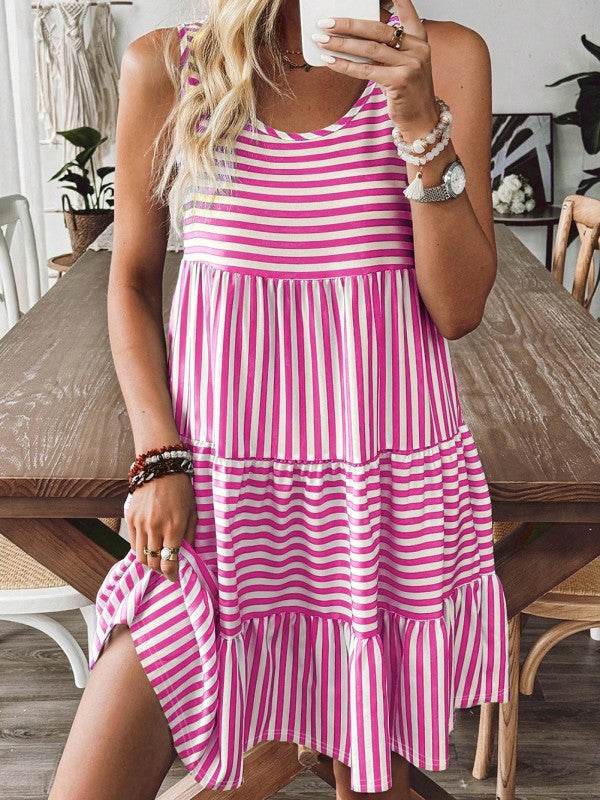 Cotton Pink Blue Multi Way Dress