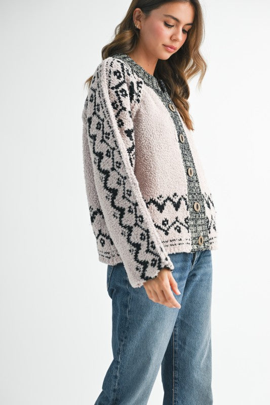 Boho Knit Button-Front Cardigan