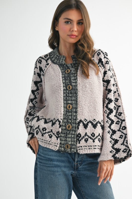 Boho Knit Button-Front Cardigan