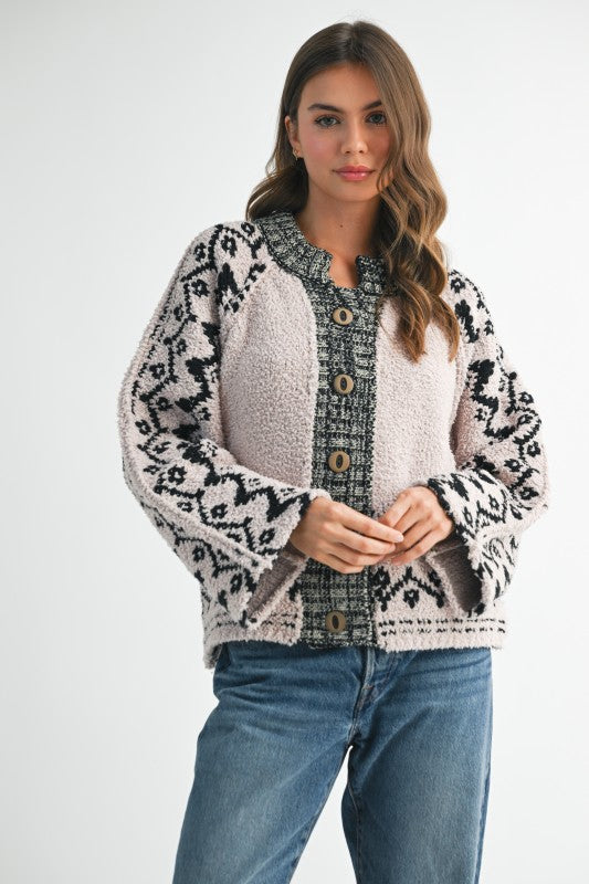 Boho Knit Button-Front Cardigan