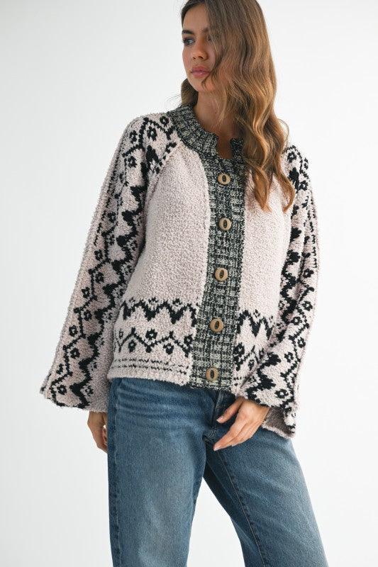Boho Knit Button-Front Cardigan