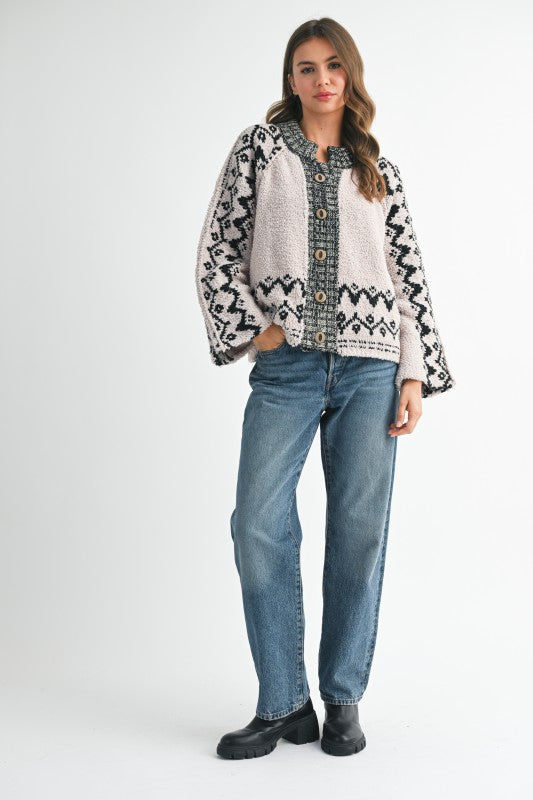 Boho Knit Button-Front Cardigan