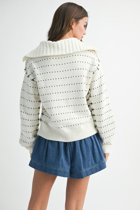 Dot Knit Pullover Sweater