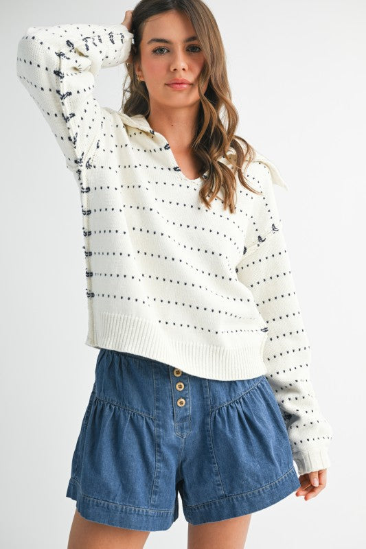 Dot Knit Pullover Sweater