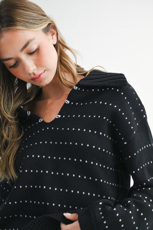 Dot Knit Pullover Sweater