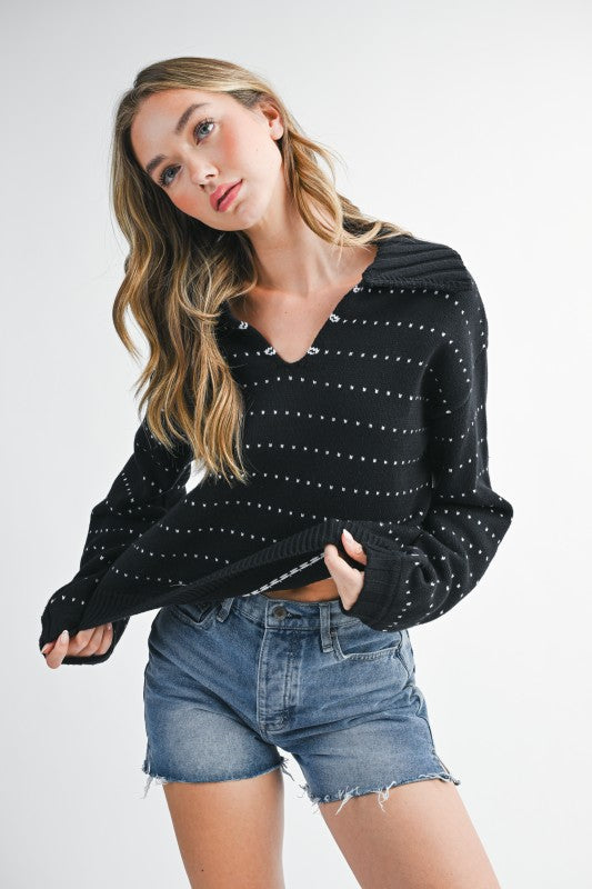 Dot Knit Pullover Sweater