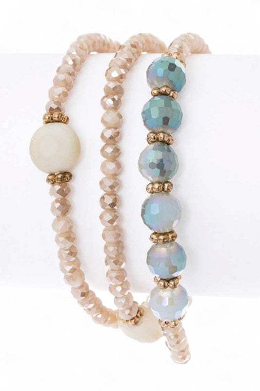 Mix Crystal Stretch Bracelet Set