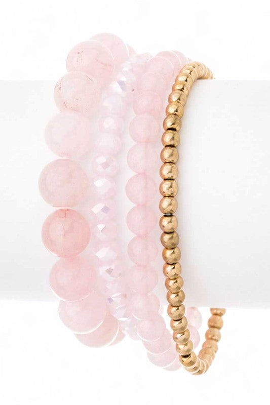 Semi Precious Beads Stretch Bracelets Set