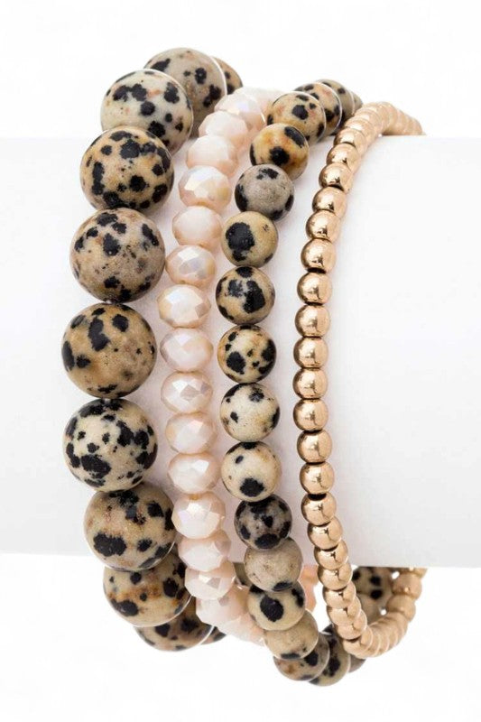 Semi Precious Beads Stretch Bracelets Set
