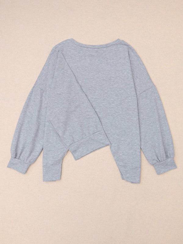 Cotton Stitching Irregular Hem Block  Pullover