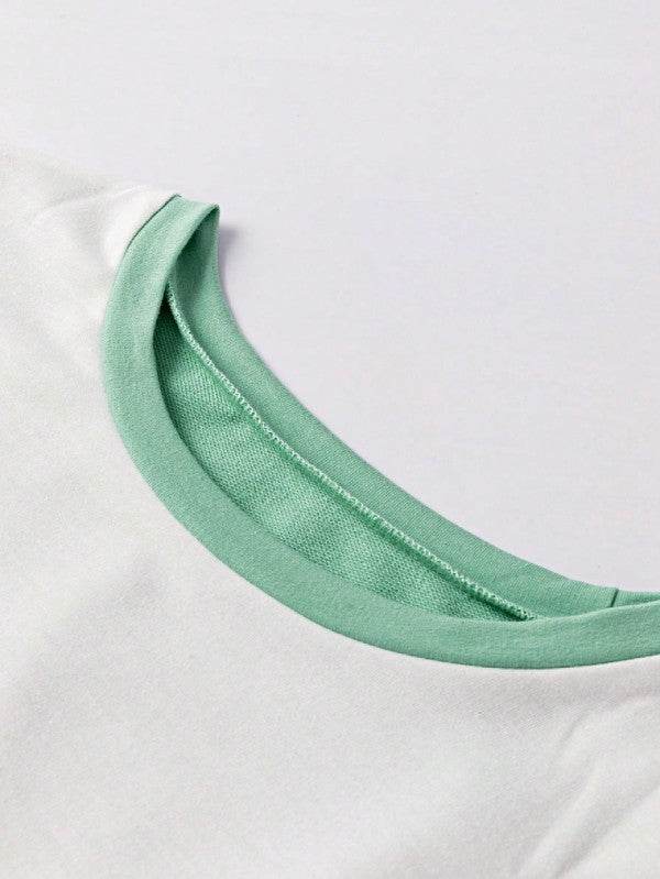 Cotton Stitching Irregular Hem Block  Pullover