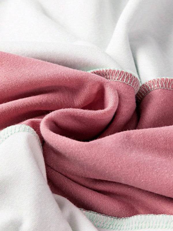 Cotton Stitching Irregular Hem Block  Pullover