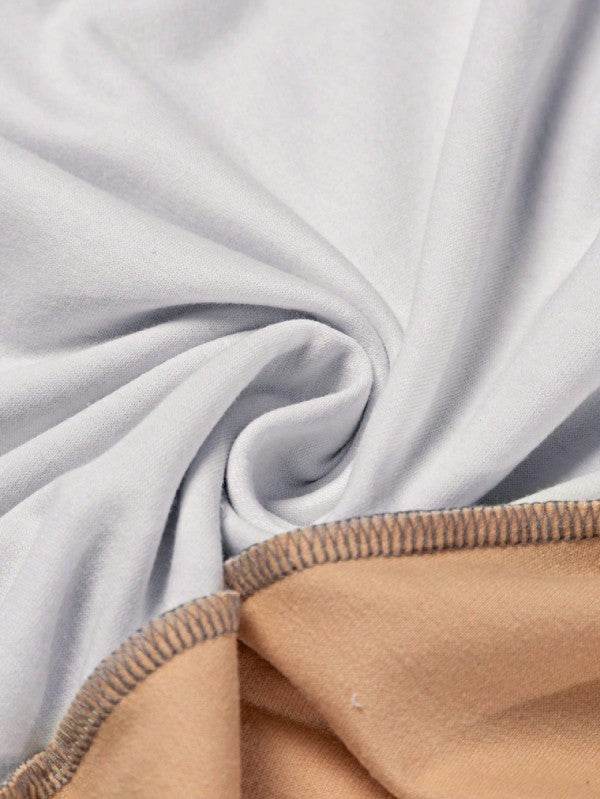 Cotton Stitching Irregular Hem Block  Pullover