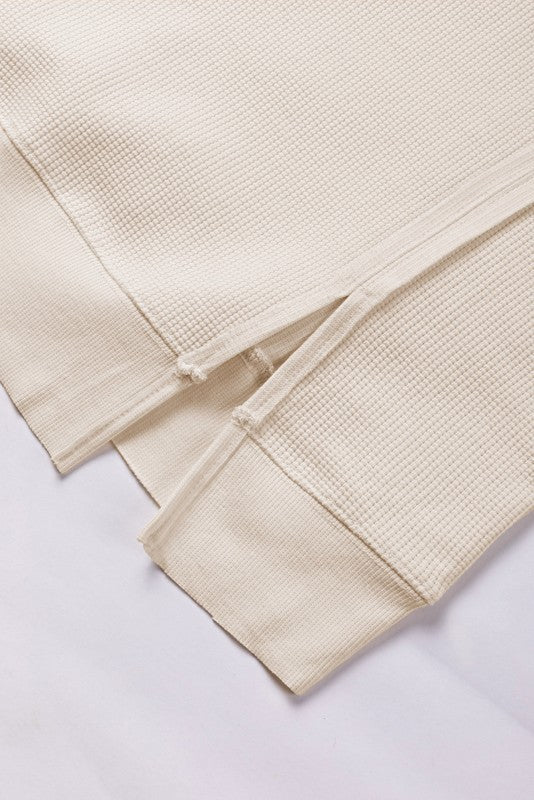 Cotton Waffle Bishop Split Oversized Pullover