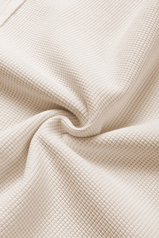 Cotton Waffle Bishop Split Oversized Pullover