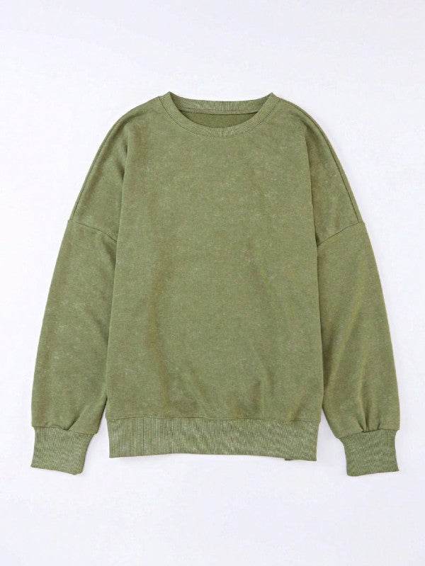 Cotton Acid Mineral Drop Shoulder Relax Sweatshirt