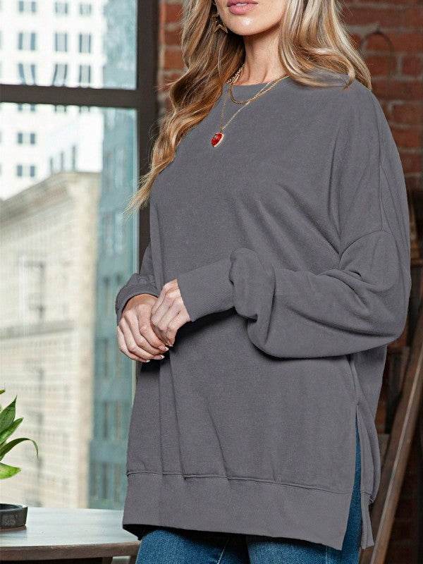 Cotton Acid Mineral Drop Shoulder Relax Sweatshirt