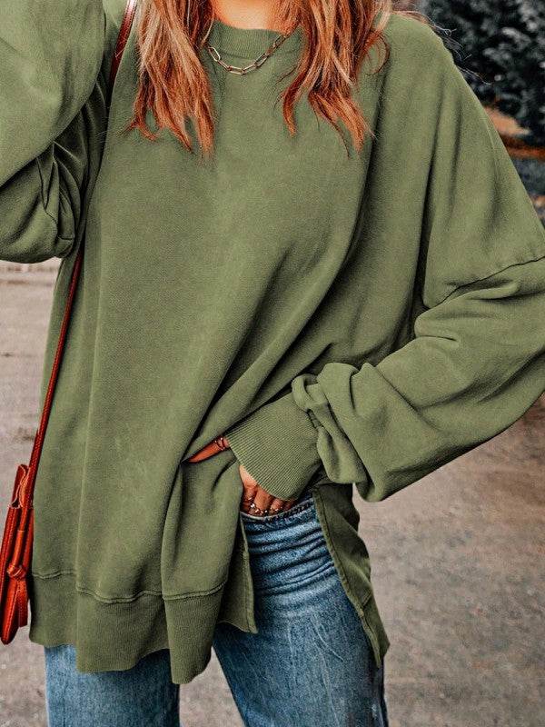 Cotton Acid Mineral Drop Shoulder Relax Sweatshirt