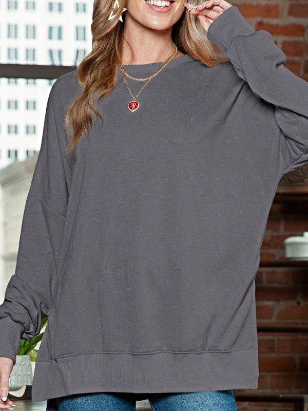 Cotton Acid Mineral Drop Shoulder Relax Sweatshirt