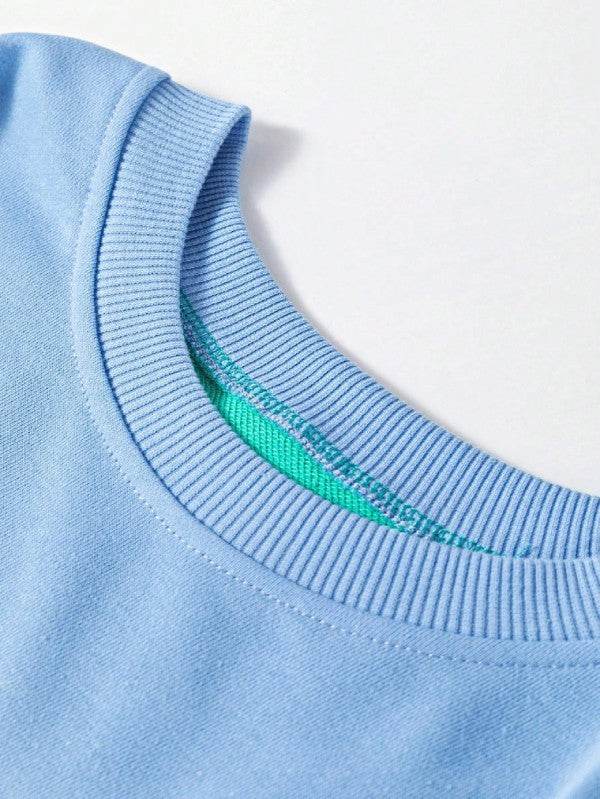 Cotton Colorblock Drop Shoulder Sweatshirt